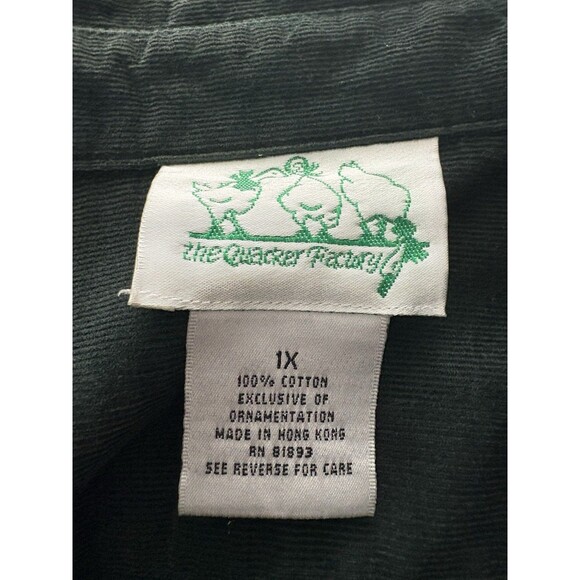 Quacker Factory Candy Corn Shirt 1X Green Corduroy Rhinestones Halloween Vtg ** - Picture 7 of 16